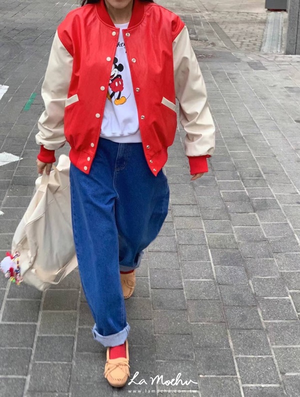 後字母地球皮革棒球外套